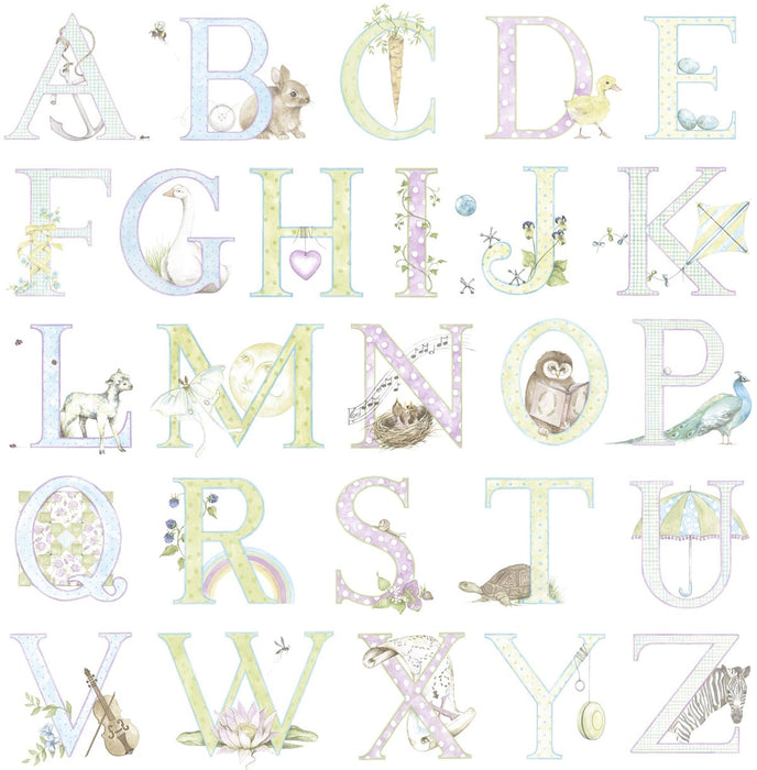 Seabrook Designs Alphabet Light Pastel Wallpaper Sample DA62009