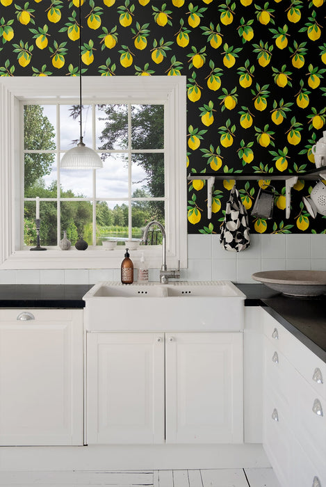 Daisy Bennett Lemoncello Black Wallpaper DB20400
