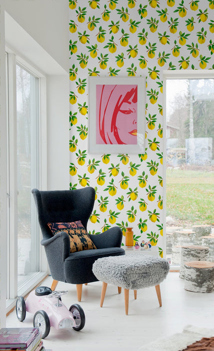 Daisy Bennett Lemoncello White Wallpaper DB20403