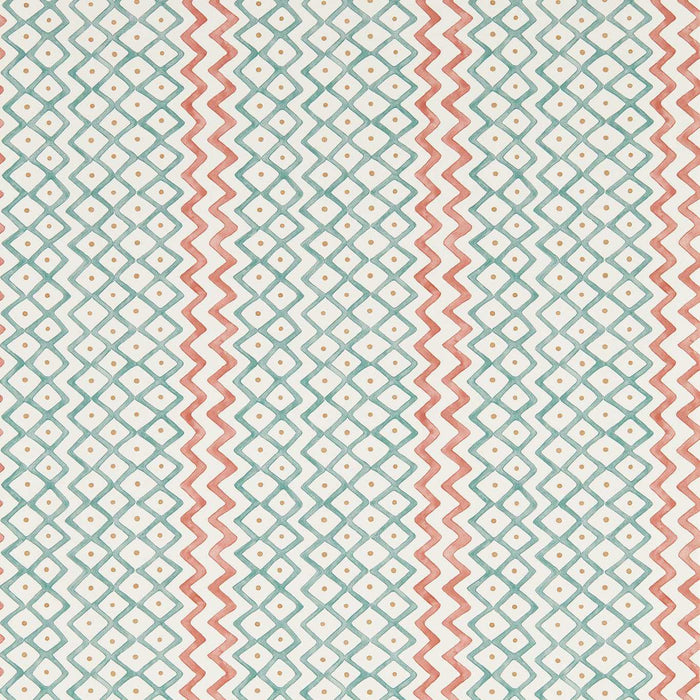 Sanderson Khes Udaipur Blue/Aleppo Pepper Wallpaper DBOW217452