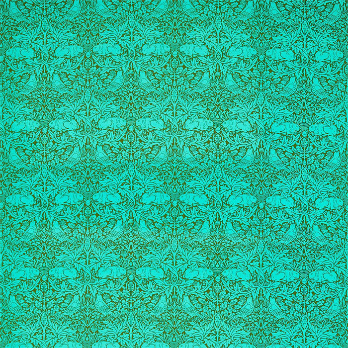 Morris & Co Brer Rabbit Olive/Turquoise Fabric Sample DBPF226848