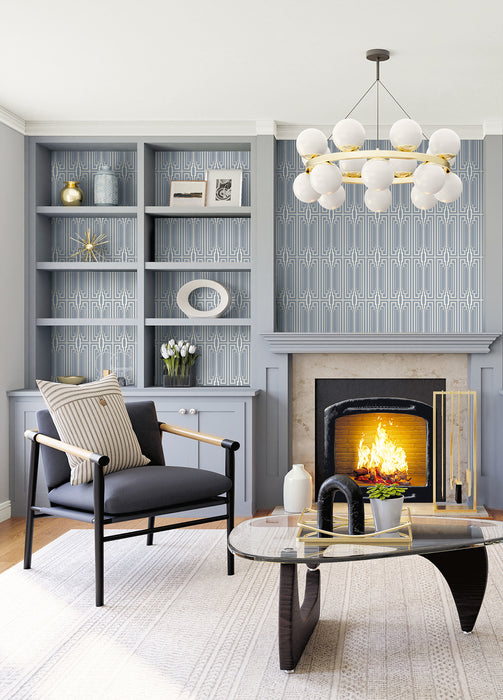 Seabrook Designs Manhattan Peacock Wallpaper Sample DC60002