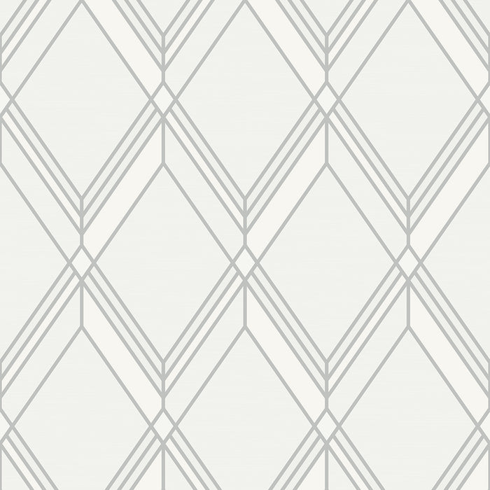Seabrook Designs Brooklyn Diamond Metallic Silver Wallpaper Sample DC60510