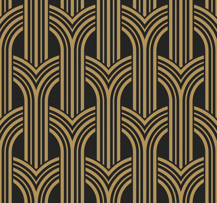 Seabrook Designs Broadway Arches Antique Gold Wallpaper Sample DC61310