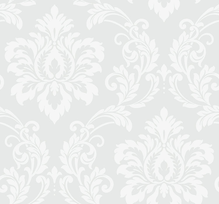 Seabrook Designs Deco Damask Frosty Wallpaper Sample DC61600