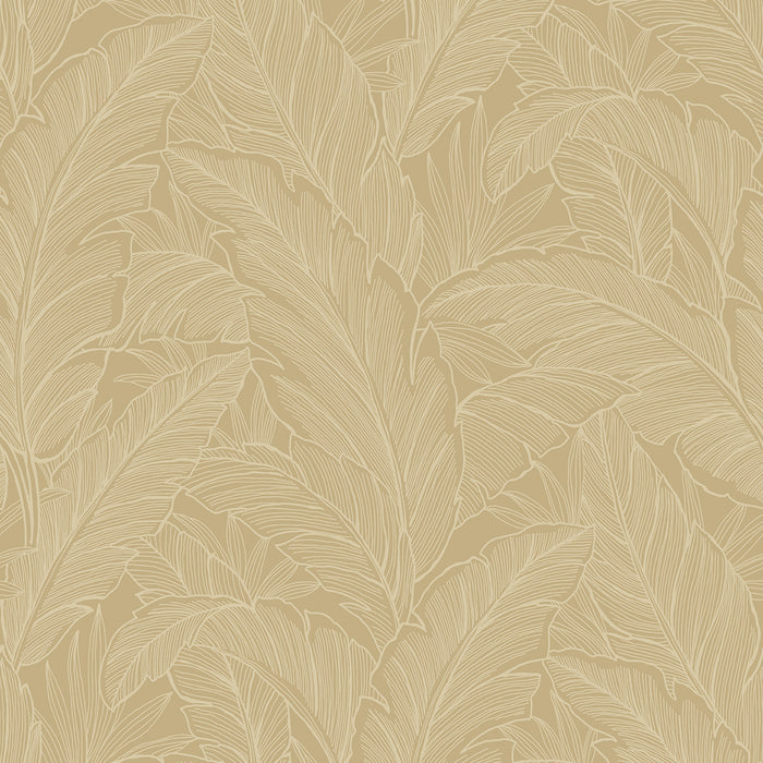 Seabrook Designs Deco Banana Leaf Old Gold Wallpaper Sample DC61705