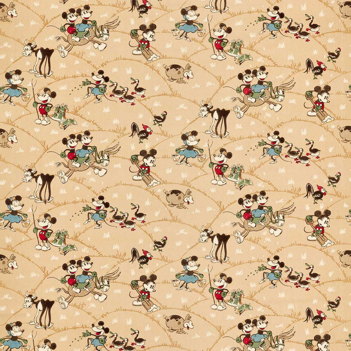 Sanderson Mickey At the Farm Butterscotch Fabric Sample DDIF227146