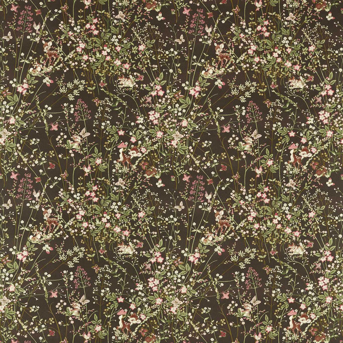 Sanderson Bambi Chocolate Fabric Sample DDIF227156