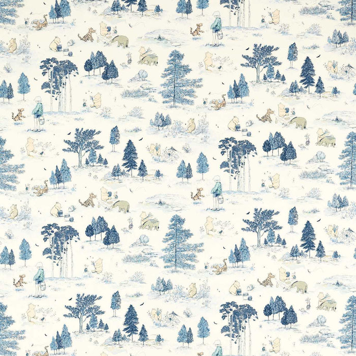 Sanderson Winnie the Pooh Bonbon Blue Fabric Sample DDIF227159