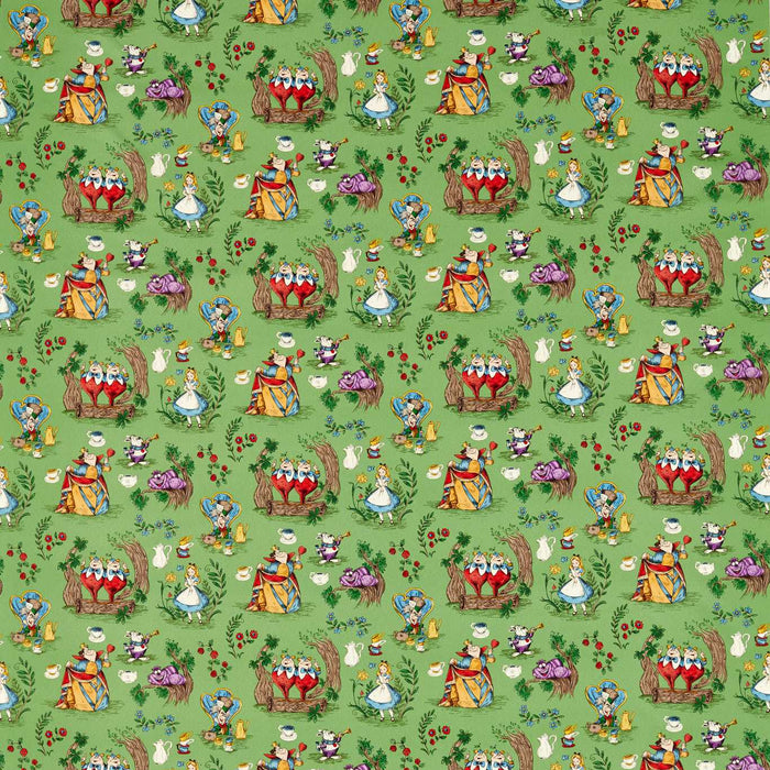 Sanderson Alice in Wonderland Gumball Green Fabric Sample DDIF227165