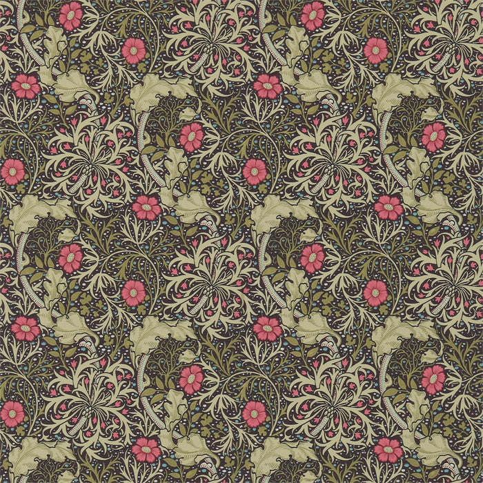 Morris & Co Morris Seaweed Ebony/Poppy 214716 Wallpaper Sample DM3W214716