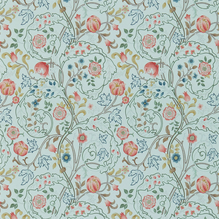 Morris & Co Mary Isobel Silk Blue/Pink 214731 Wallpaper Sample DM3W214731