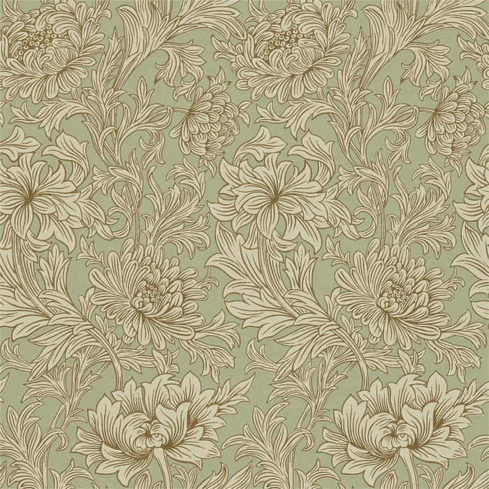 Morris & Co Chrysanthemum Toile Eggshell/Gold CH104 Wallpaper Sample DMOWCH104