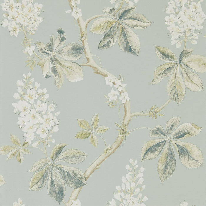 Sanderson Chestnut Tree Grey Blue/Sage Wallpaper Sample DWOW215708