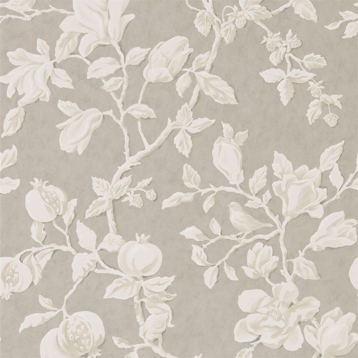 Sanderson Magnolia & Pomegranate Silver/Linen Wallpaper Sample DWOW215722