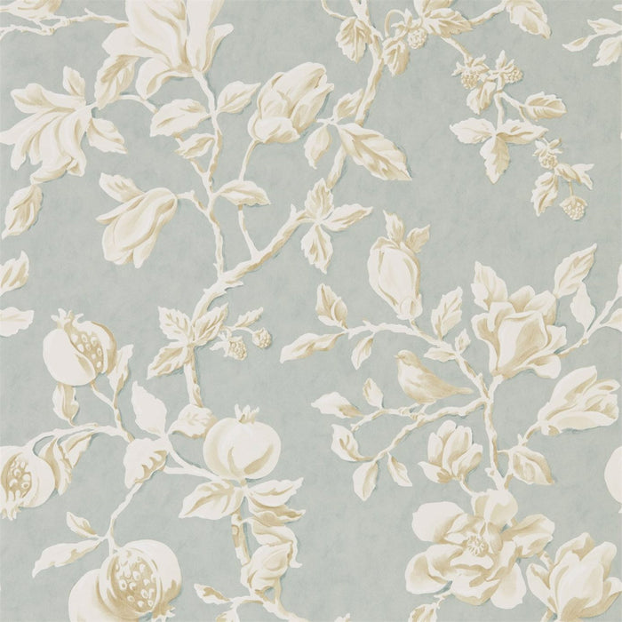 Sanderson Magnolia & Pomegranate Grey Blue/Parchment Wallpaper Sample DWOW215724