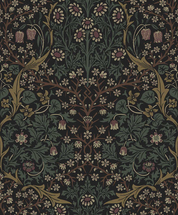 Seabrook Designs Victorian Garden Floral Prepasted Blacksmith & Cliffside Wallpaper Sample EP10116