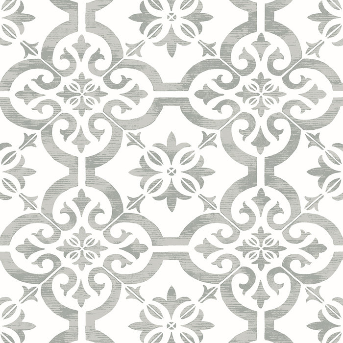 Seabrook Designs Encaustic Faux Tile Harbor Mist Wallpaper Sample ET10010