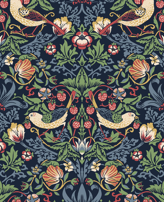 Seabrook Designs Fragaria Garden Midnight Blue Wallpaper Sample ET11202