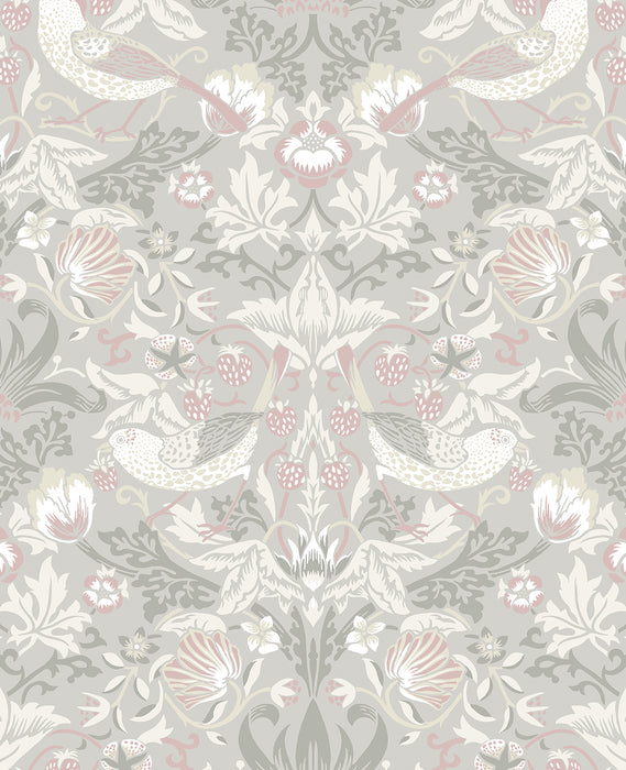 Seabrook Designs Fragaria Garden Light Grey & Rose Petal Wallpaper ET11208
