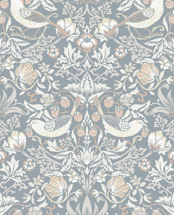 Seabrook Designs Fragaria Garden Blue Mist & Blush Wallpaper ET11222