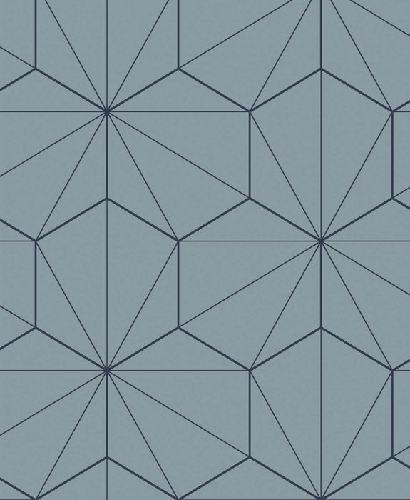 Seabrook Designs Hedron Geometric Pastel Blue & Midnight Wallpaper ET11302