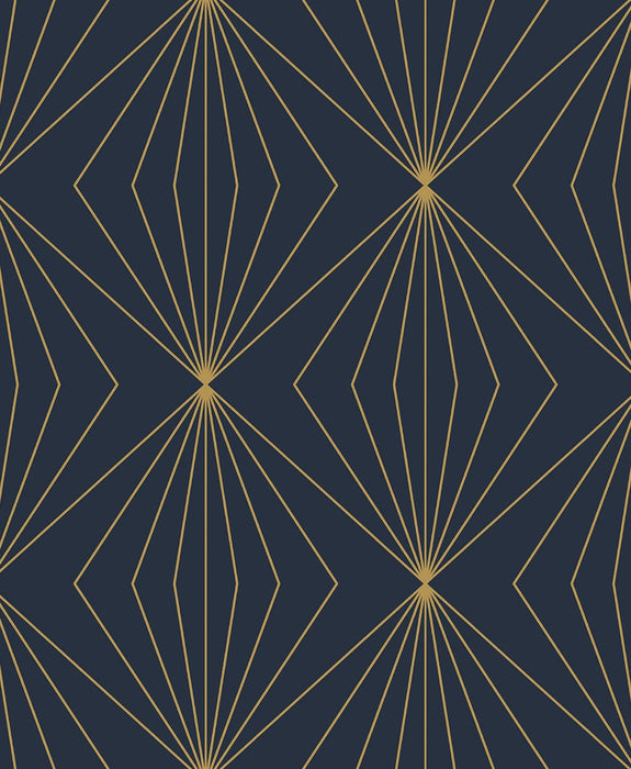 Seabrook Designs Diamond Vector Navy Blue & Metallic Gold Wallpaper Sample ET11502