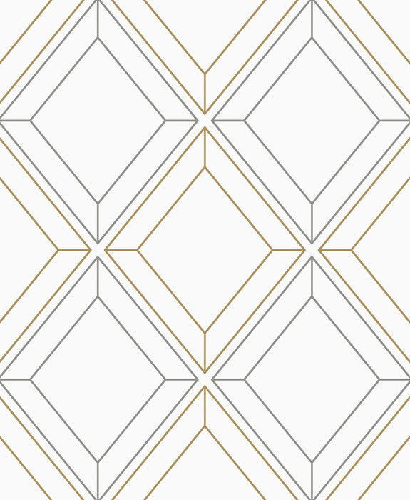 Seabrook Designs Linework Gem Metallic Silver & Gold Wallpaper ET11608