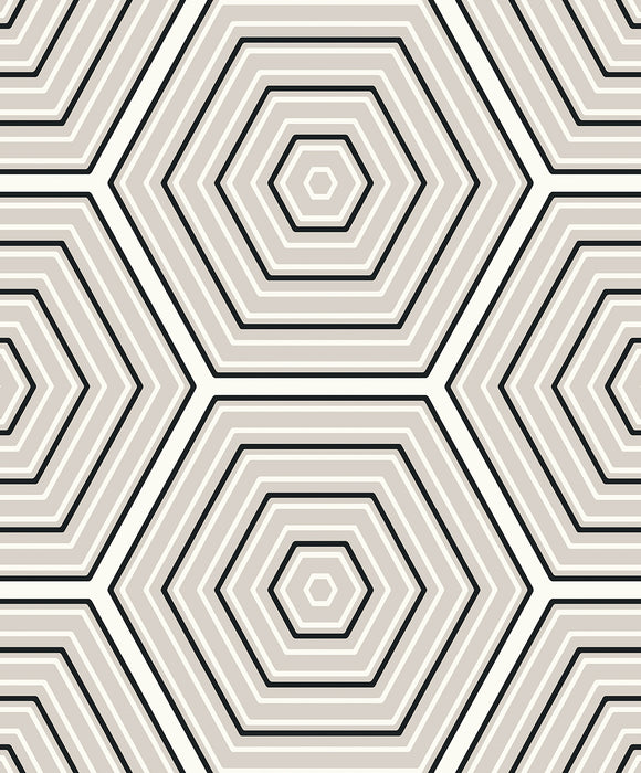 Seabrook Designs Hex Topography Cove Grey & Ebony Wallpaper Sample ET11900