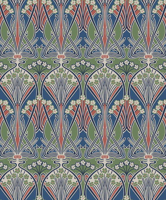 Seabrook Designs Dragonfly Damask Mauve & Sage Wallpaper Sample ET12412