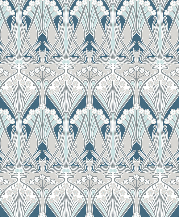 Seabrook Designs Dragonfly Damask Aegean Blue & Dewdrop Wallpaper ET12414
