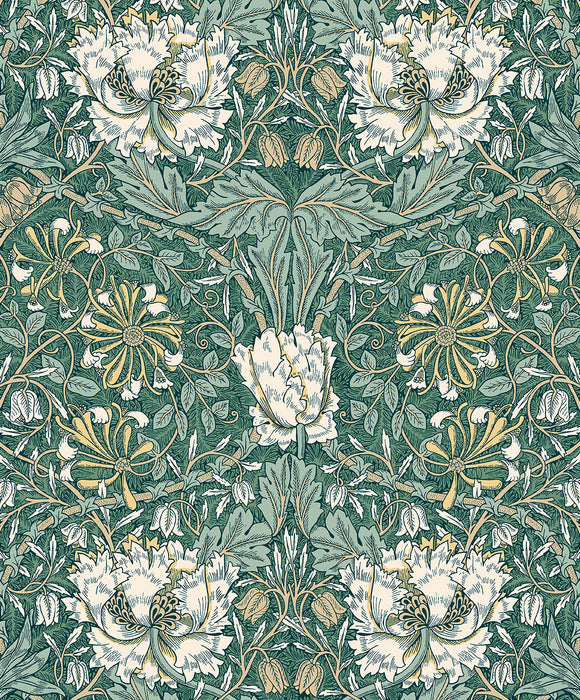 Seabrook Designs Ogee Flora Everglades & Buttercup Wallpaper ET12604