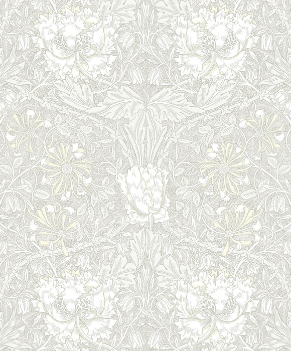 Seabrook Designs Ogee Flora Swiss Coffee & Light Grey Wallpaper ET12605