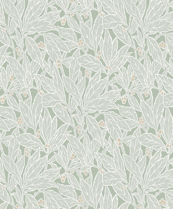 Seabrook Designs Leaf And Berry Spearmint Wallpaper ET12804
