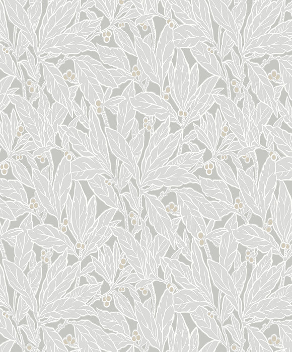 Seabrook Designs Leaf And Berry Daydream Grey Wallpaper Sample ET12808