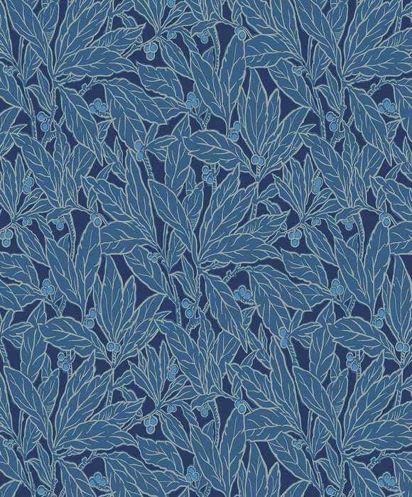 Seabrook Designs Leaf And Berry Marine Blue Wallpaper Sample ET12812