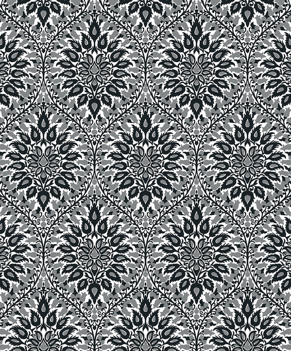 Seabrook Designs Luna Ogee Ebony & Argos Grey Wallpaper Sample ET12900