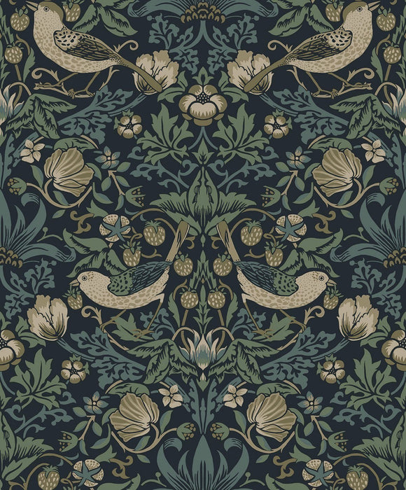 Seabrook Designs Strawberry Meadow Blue Wallpaper Sample ET13402