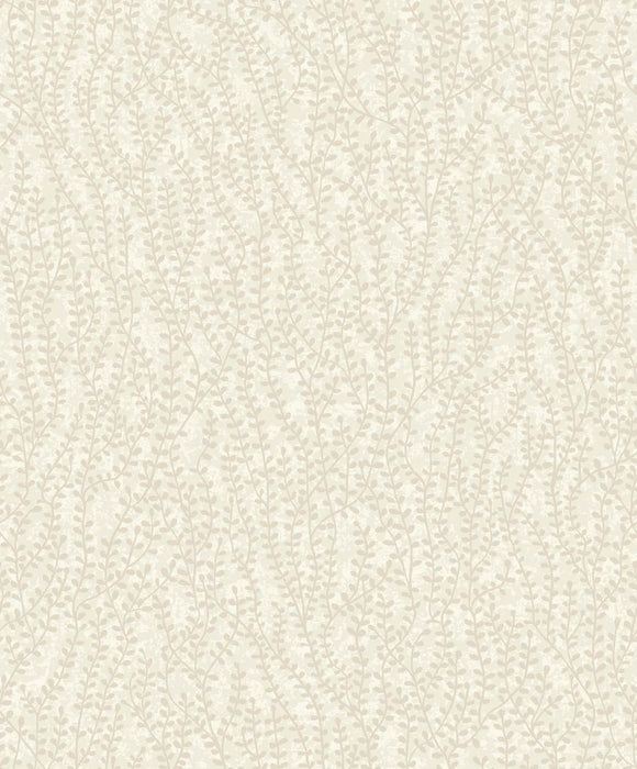 Seabrook Designs Seaweed Beaded Branches Off White Satin Wallpaper EW10605