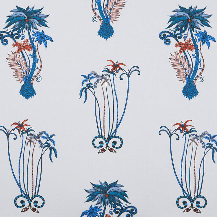 Clarke & Clarke Jungle Palms Blue Fabric Sample F1110/01.CAC.0