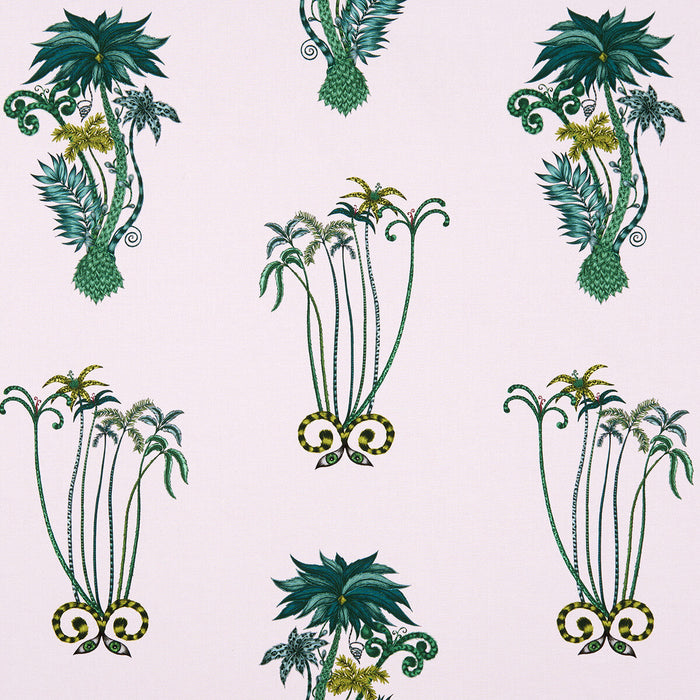 Clarke & Clarke Jungle Palms Pink Fabric Sample F1110/04.CAC.0