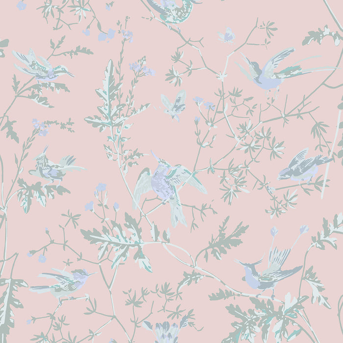 Cole & Son Hummingbirds Silk Blush Fabric F125/1001.CS.0