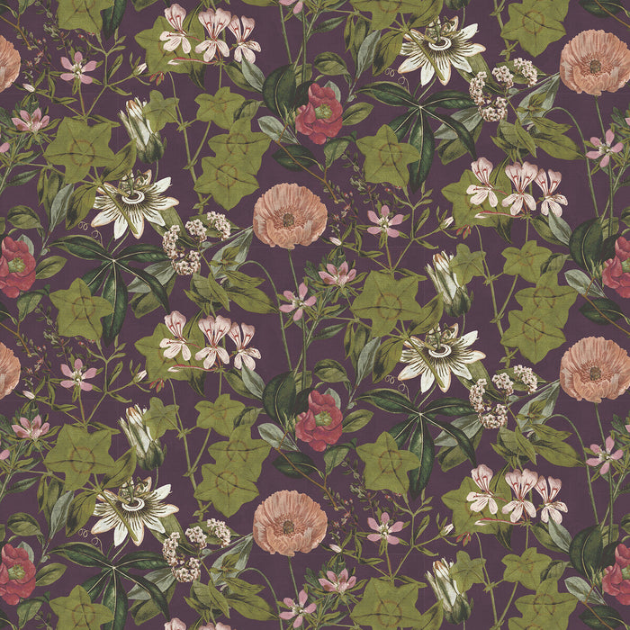 Clarke & Clarke Passiflora Mulberry Velvet Fabric Sample F1304/08.CAC.0