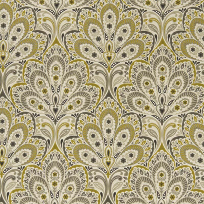 Clarke & Clarke Persia Charcoal/Ochre Fabric Sample F1332/01.CAC.0