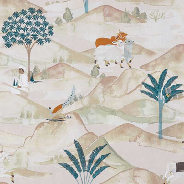 Clarke & Clarke Sahara Teal/Spice Fabric Sample F1371/04.CAC.0