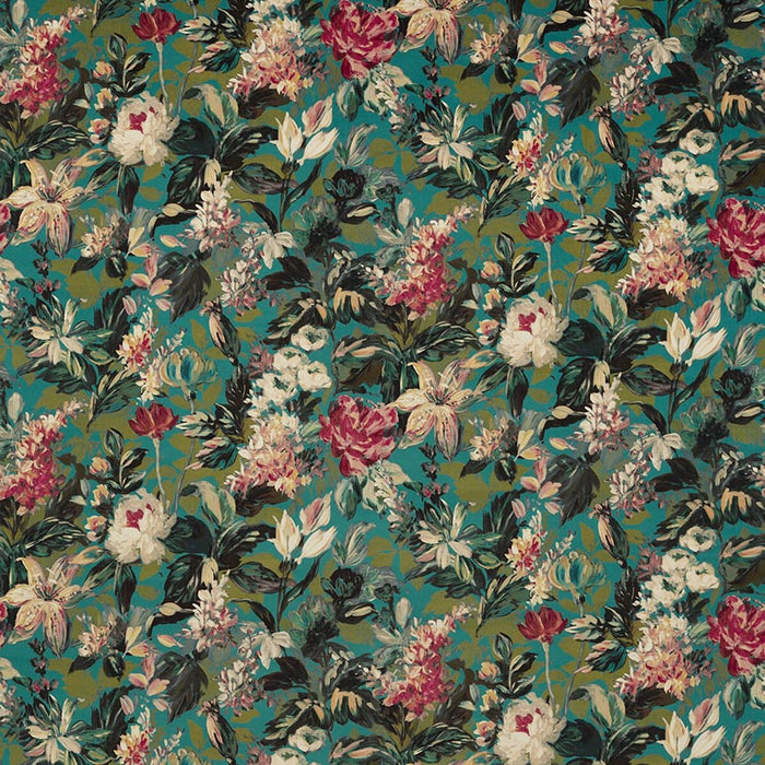 Clarke & Clarke Lilum Peacock Velvet Fabric Sample F1656/01.CAC.0