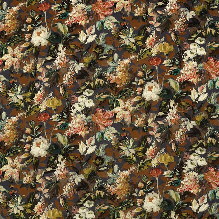Clarke & Clarke Lilum Russet Noir Velvet Fabric F1656/02.CAC.0