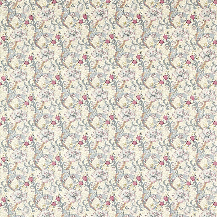 Clarke & Clarke Golden Lily Dove/Plum Fabric Sample F1677/01.CAC.0