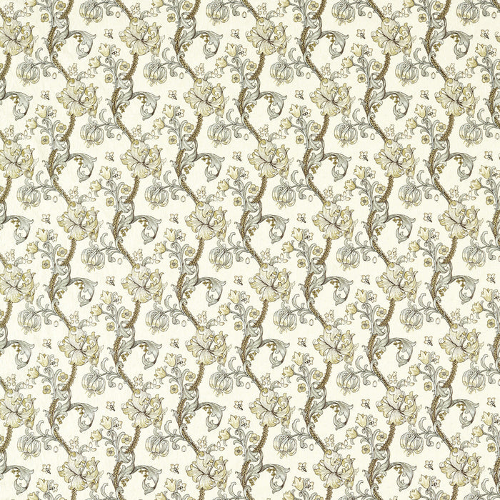 Clarke & Clarke Golden Lily Embroidery Dove Fabric F1742/01.CAC.0