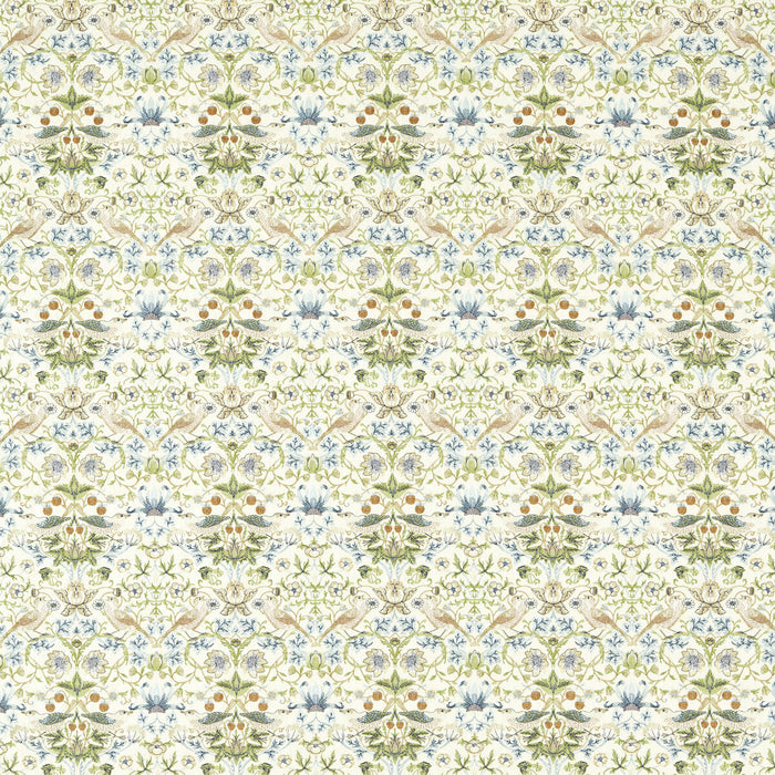 Clarke & Clarke Strawberry Thief Embroidery Apple/Blue Fabric Sample F1745/01.CAC.0